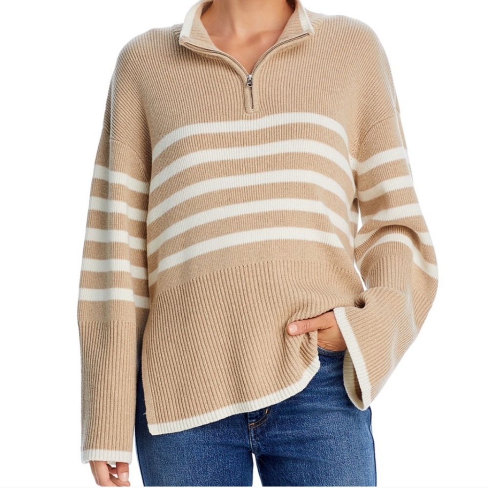 Rails Striped Tan and White Women's Sweater